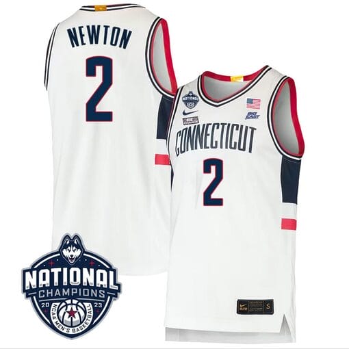 Tristen Newton Jersey #2 UConn Huskies 2023 National Champions College Basketball White