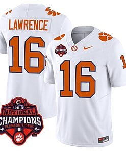 Trevor Lawrence Jersey #16 Clemson Tigers Vapor Limited Champions Patch College Football Stitched White