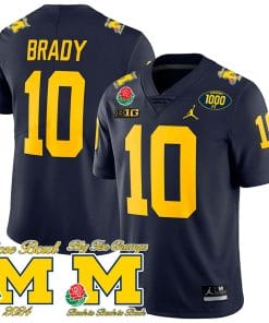 Tom Brady Jersey #10 Michigan Wolverines 1000 Wins Rose Bowl Big Ten Champs Patch Navy