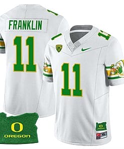 Troy Franklin Jersey #11 Oregon Ducks ‘Mighty Oregon’ Throwback Football Uniforms Oregon State Patch White