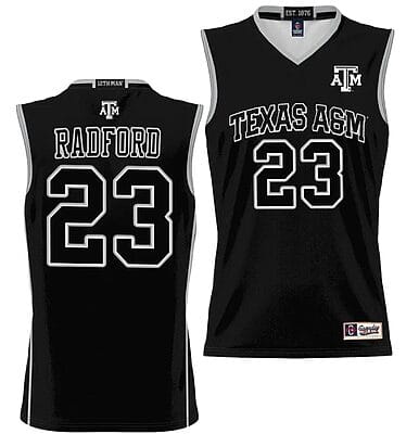 Tyrece Radford Jersey #23 Texas Aggies NIL College Basketball Jersey Lightweight Black
