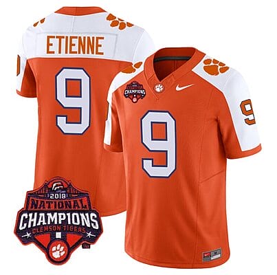 Travis Etienne Jersey #9 Clemson Tigers Vapor Limited Champions Patch College Football Stitched Alternate