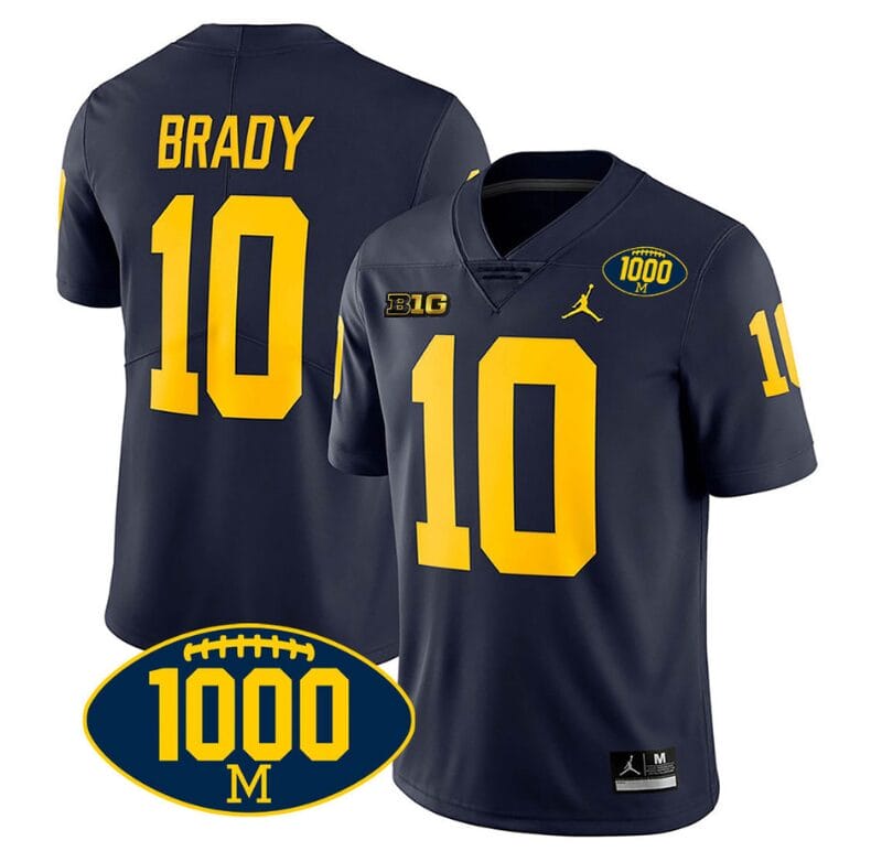 Tom Brady Jersey #10 Michigan Wolverines 1000 Wins Patch College Football Navy