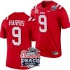 Tre Harris Jersey #9 Ole Miss Rebels Peach Bowl Patch 2024 College Football Red
