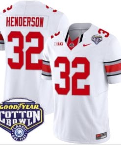 TreVeyon Henderson Jersey #32 Ohio State Buckeyes Cotton Bowl Patch Vapor Football White