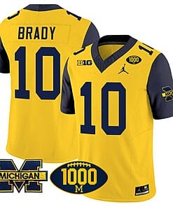 Tom Brady Jersey #10 Michigan Wolverines 1000 Wins Patch Vapor College Football Navy Sleeves