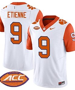 Travis Etienne Jersey #9 Clemson Tigers Vapor Limited Acc Patch College Football Stitched Orange Sleeves