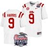 Tre Harris Jersey #9 Ole Miss Rebels Peach Bowl Patch 2024 College Football White