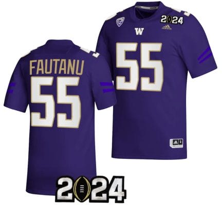 Troy Fautanu Jersey #55 Washington Huskies 2024 College Football Playoff National Championship Purple