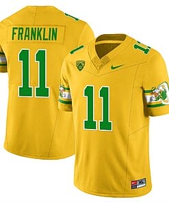 Troy Franklin Jersey #11 Oregon Ducks ‘Mighty Oregon’ Throwback Football Uniforms Yellow