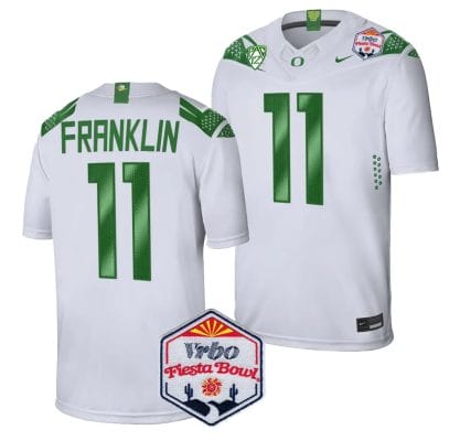 Troy Franklin Jersey #11 Oregon Ducks Fiesta Bowl Patch 2024 Football White