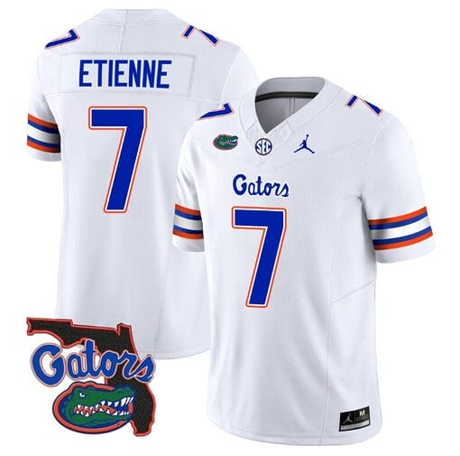 Trevor Etienne Jersey #7 Florida Gators Vapor Limited Florida Map College Football White