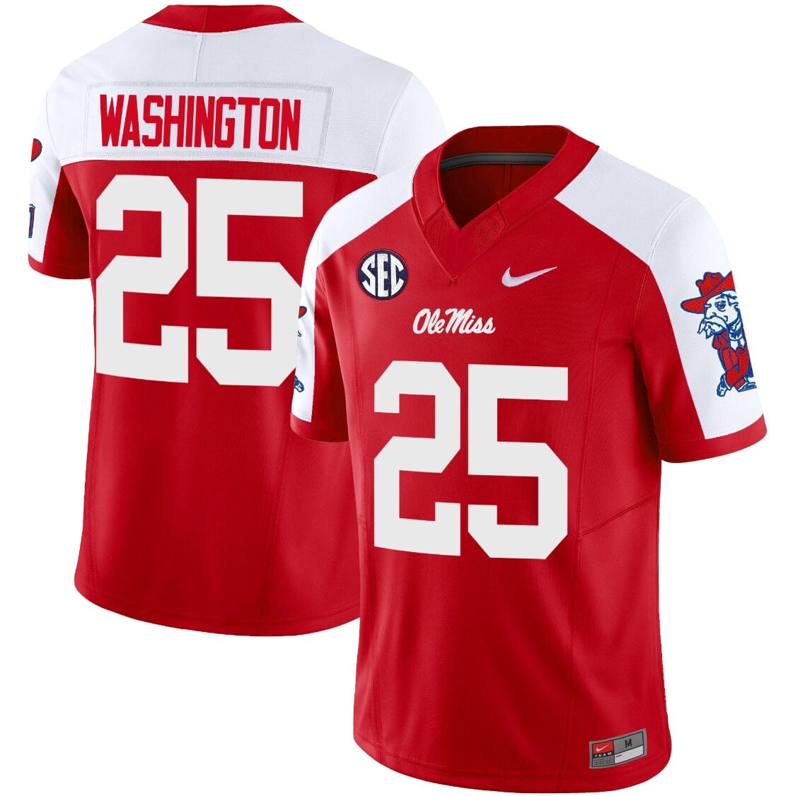 Trey Washington Jersey #25 Ole Miss Rebels Football Vapor Limited All Stitched Red Alternate