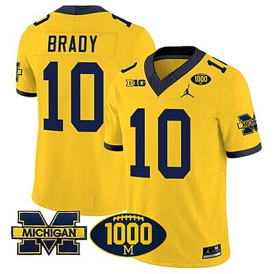 Tom Brady Jersey #10 Michigan Wolverines 1000 Wins Patch Vapor College Football Maize