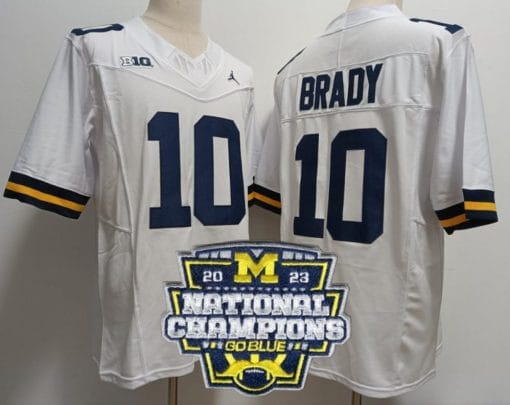 Tom Brady Jersey #12 Michigan Wolverines Football 2023 National Champions Patch White