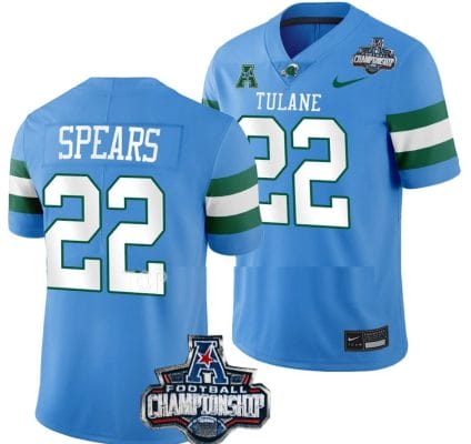 Tyjae Spears Jersey #22 Tulane Green Wave 2022 ACC Football Championship Blue