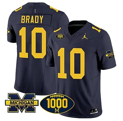 Tom Brady Jersey #10 Michigan Wolverines 1000 Wins Patch Vapor Limited Football Navy