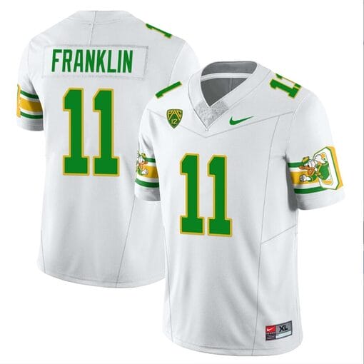 Troy Franklin Jersey #11 Oregon Ducks ‘Mighty Oregon’ Throwback Football Uniforms White