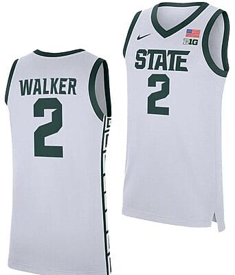Tyson Walker Jersey #2 Michigan State Spartans Replica Basketball 2023-24 White