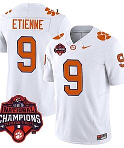 Travis Etienne Jersey #9 Clemson Tigers Vapor Limited Champions Patch College Football Stitched White
