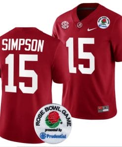 Ty Simpson Jersey #15 Alabama Crimson Tide Rose Bowl Game 2024 Patch College Football Playoff Crimson