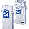 Trevin Knell Jersey #21 BYU Cougars College Basketball Jersey 2022-23 White