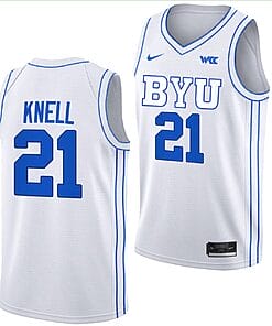 Trevin Knell Jersey #21 BYU Cougars College Basketball Jersey 2022-23 White