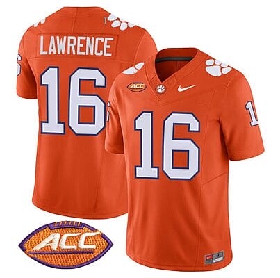 Trevor Lawrence Jersey #16 Clemson Tigers Vapor Limited Acc Patch College Football Stitched Orange