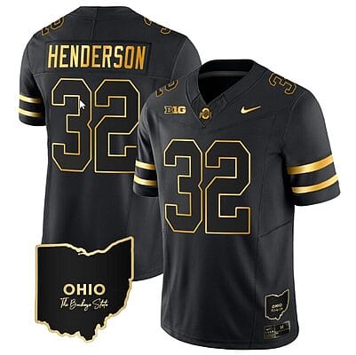 Treveyon Henderson Jersey #32 Ohio State Buckeyes College Football Stitched Vapor Limited Gold Ohio Patch Black Gold