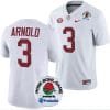 Terrion Arnold Jersey #3 Alabama Crimson Tide Rose Bowl Game 2024 Patch College Football Playoff White