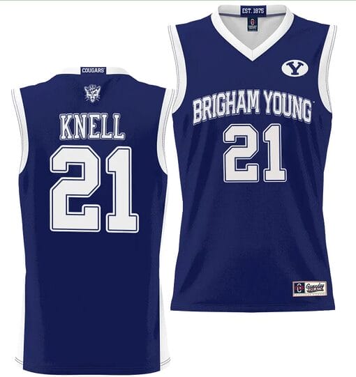 Trevin Knell Jersey #21 BYU Cougars NIL College Basketball Jersey Lightweight Navy
