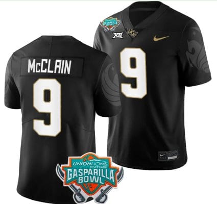 Timmy McClain Jersey #9 UCF Knights 2023 Gasparilla Bowl Patch Football Black