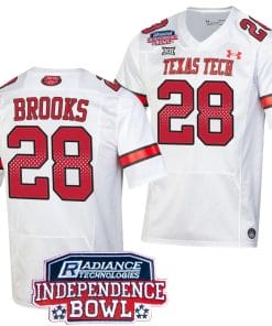 Tahj Brooks Jersey #28 Texas Tech Red Raiders Independence Bowl Patch Football 2023 White