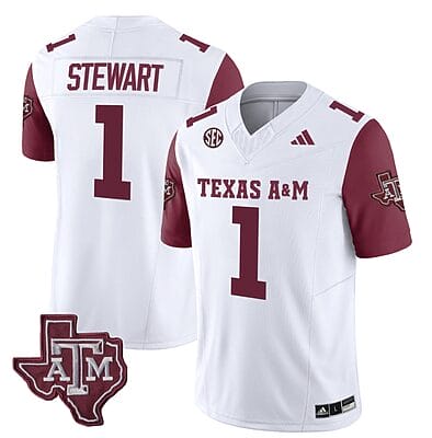 Texas A&M Aggies Evan Stewart Jersey #1 Vapor Limited College Football Maroon Sleeves
