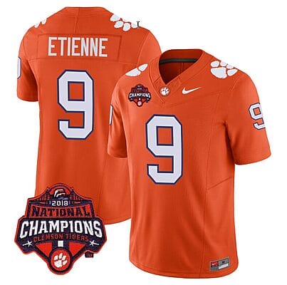 Travis Etienne Jersey #9 Clemson Tigers Vapor Limited Champions Patch College Football Stitched Orange