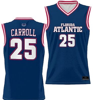 Tre Carroll Jersey #25 FAU Owls Full Sublimated Alternate Basketball Navy