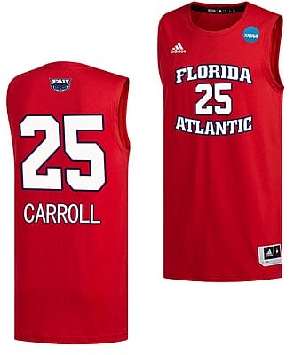 Tre Carroll Jersey #25 FAU Owls NCAA March Madness Alternate Basketball Red