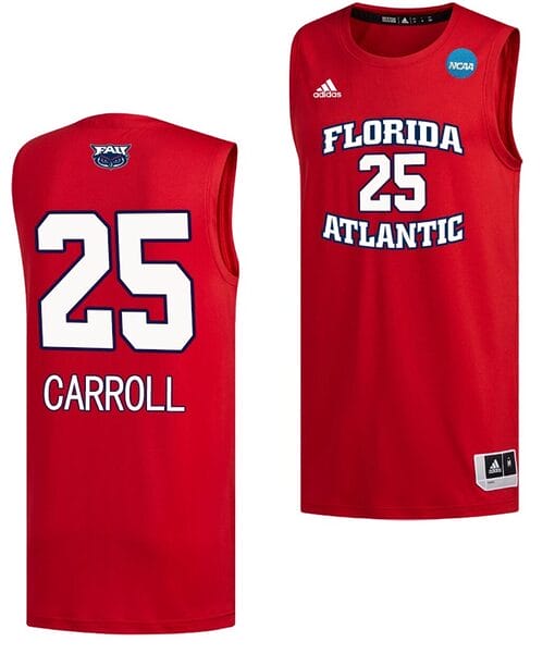 Tre Carroll Jersey #25 FAU Owls NCAA March Madness Alternate Basketball Red