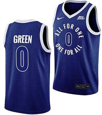 Trey Green Jersey #0 Xavier Musketeers All For One Blue College Basketball Uniform