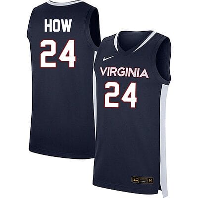 Tristan How Jersey #24 Virginia Cavaliers College Basketball Stitched Navy
