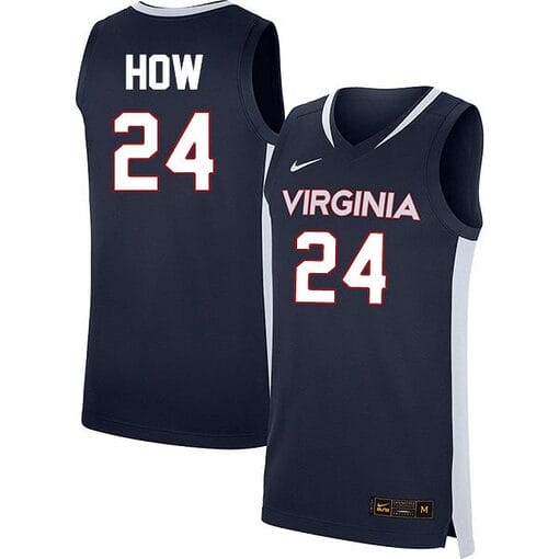 Tristan How Jersey #24 Virginia Cavaliers College Basketball Stitched Navy