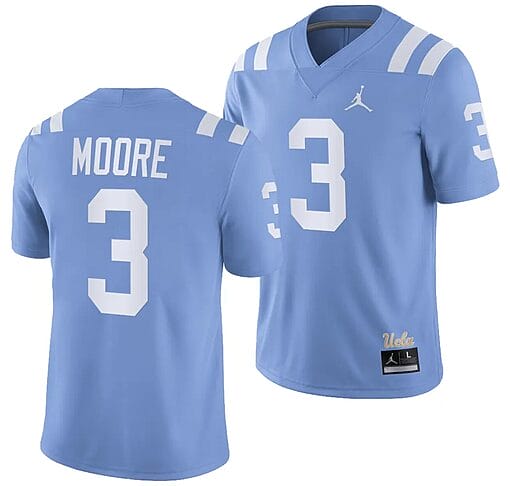 UCLA Bruins Dante Moore Jersey #3 Alternate Game Light Blue Football Uniform