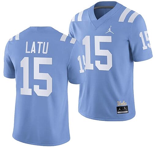 UCLA Bruins Laiatu Latu Jersey #15 Alternate Game Light Blue Football Uniform
