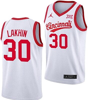 Viktor Lakhin Jersey #30 Cincinnati Bearcats 70s Throwback Basketball White