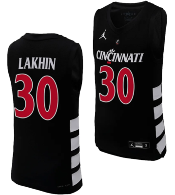 Viktor Lakhin Jersey #30 Cincinnati Bearcats College Basketball Replica 2023-24 Black