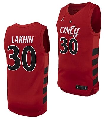 Viktor Lakhin Jersey #30 Cincinnati Bearcats College Basketball Replica 2023-24 Red