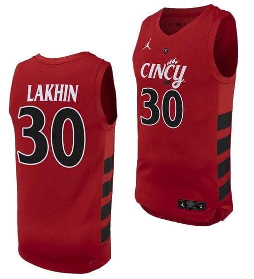 Viktor Lakhin Jersey #30 Cincinnati Bearcats College Basketball Replica 2023-24 Red