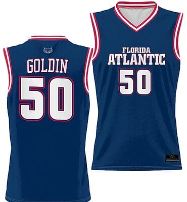 Vladislav Goldin Jersey #50 FAU Owls Full Sublimated Alternate Basketball Navy