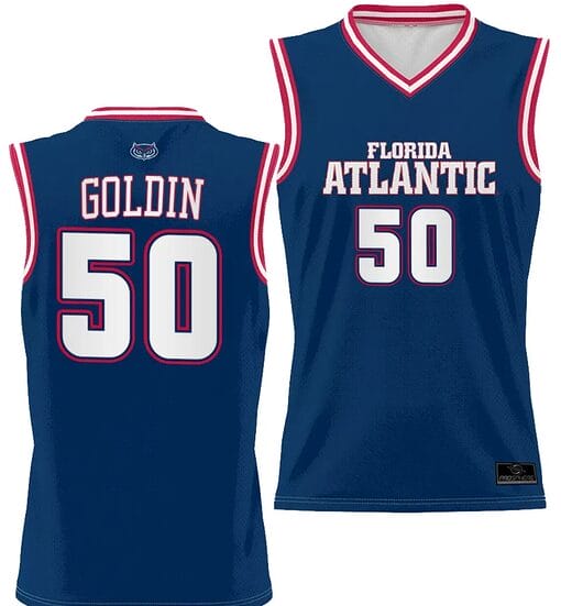 Vladislav Goldin Jersey #50 FAU Owls Full Sublimated Alternate Basketball Navy