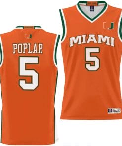 Wooga Poplar Jersey #5 Miami Hurricanes NIL College Basketball Lightweight Orange